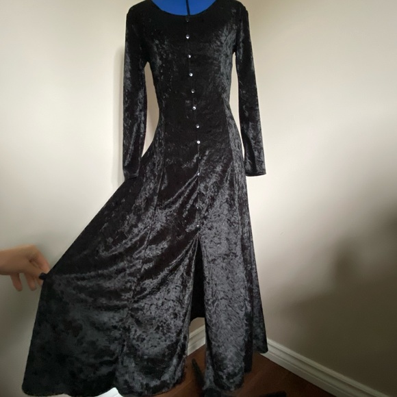 [SOLD]vintage 90s witchy button lace up midi dress - Picture 7 of 16